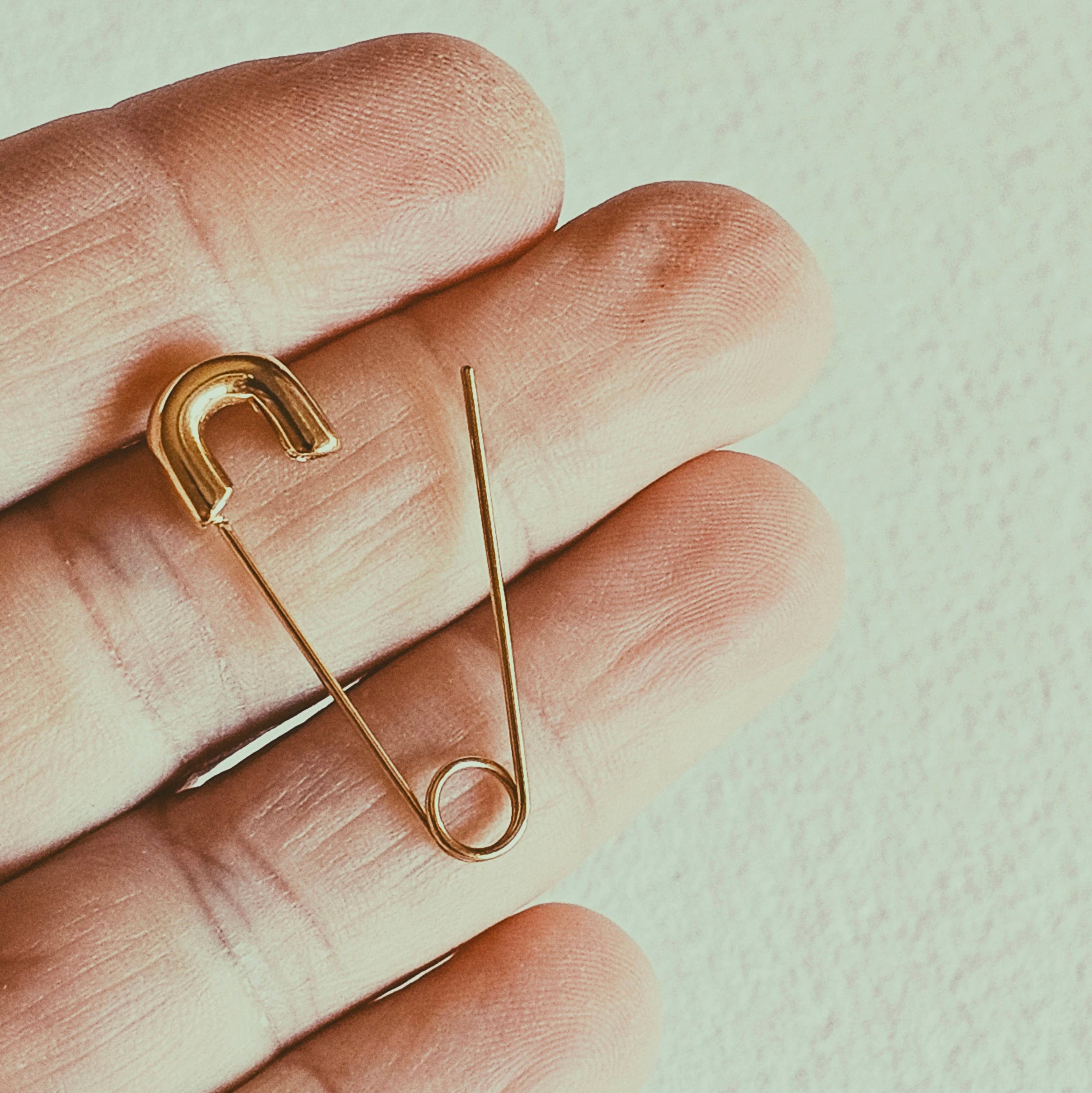 Safety Pin Earrings - White Gold