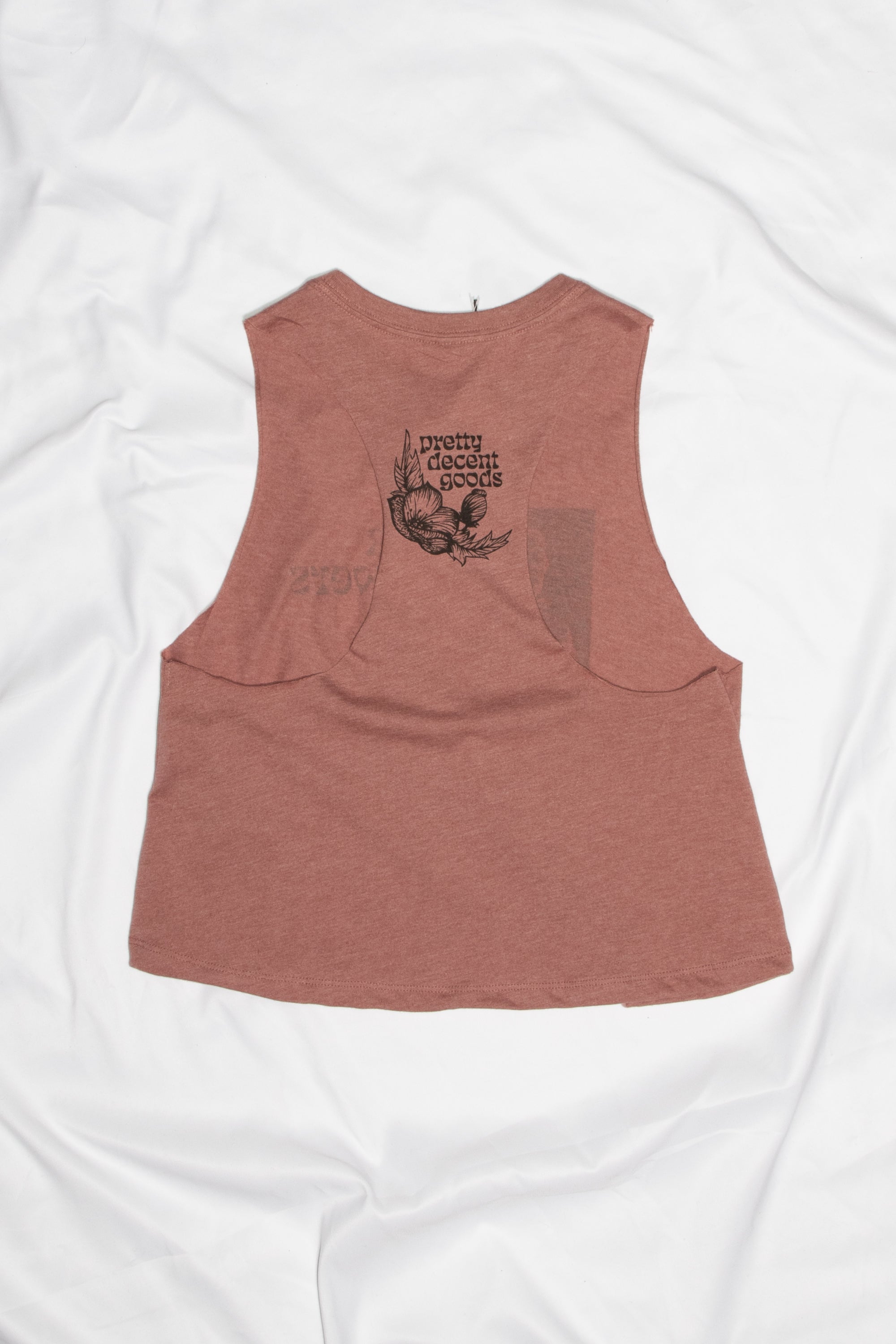 PDGoods Originals - Pick Flowers Not Fights - Cropped Racerback Tank - Heather Mauve