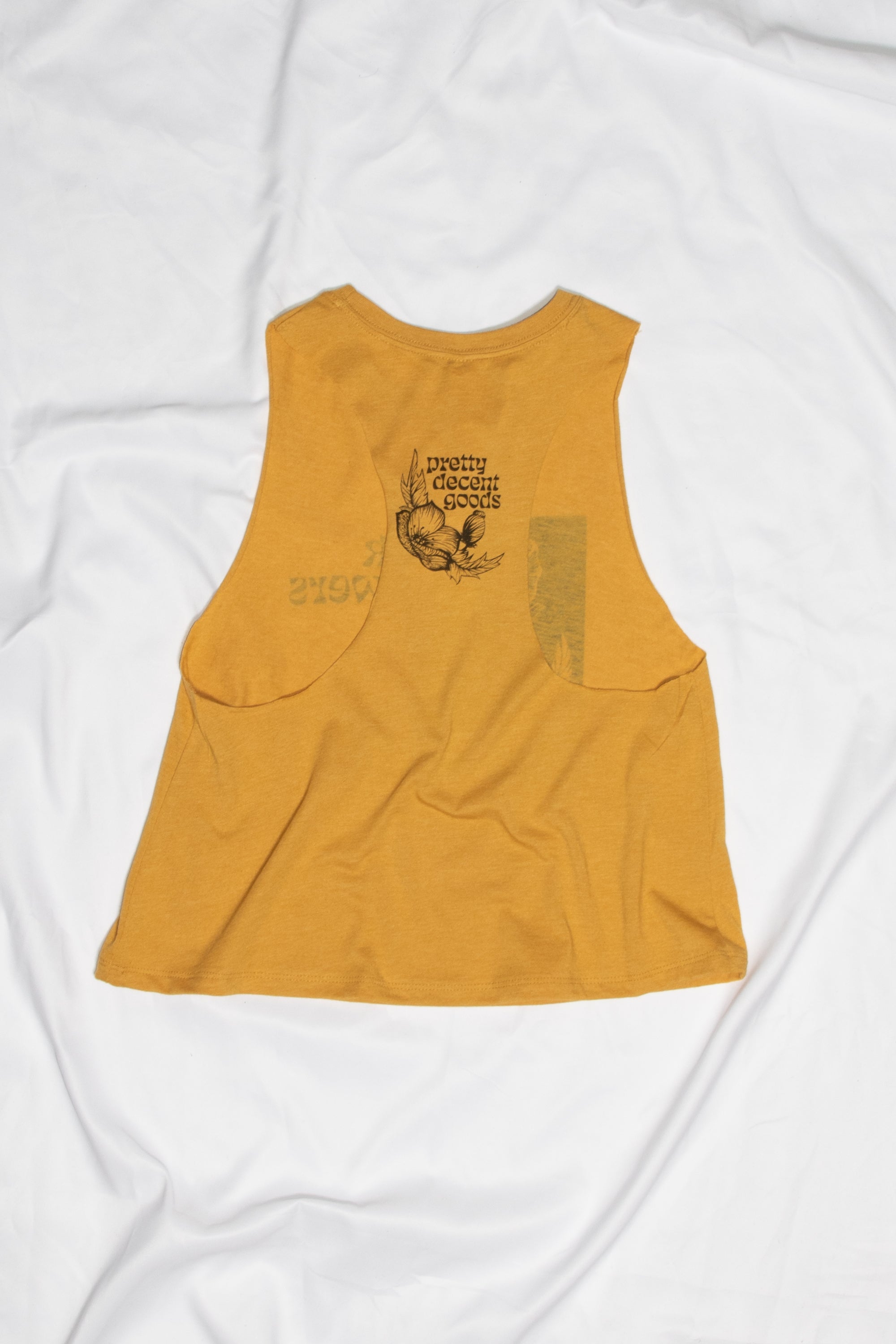PDGoods Originals - Pick Flowers Not Fights - Cropped Racerback Tank - Heather Mustard