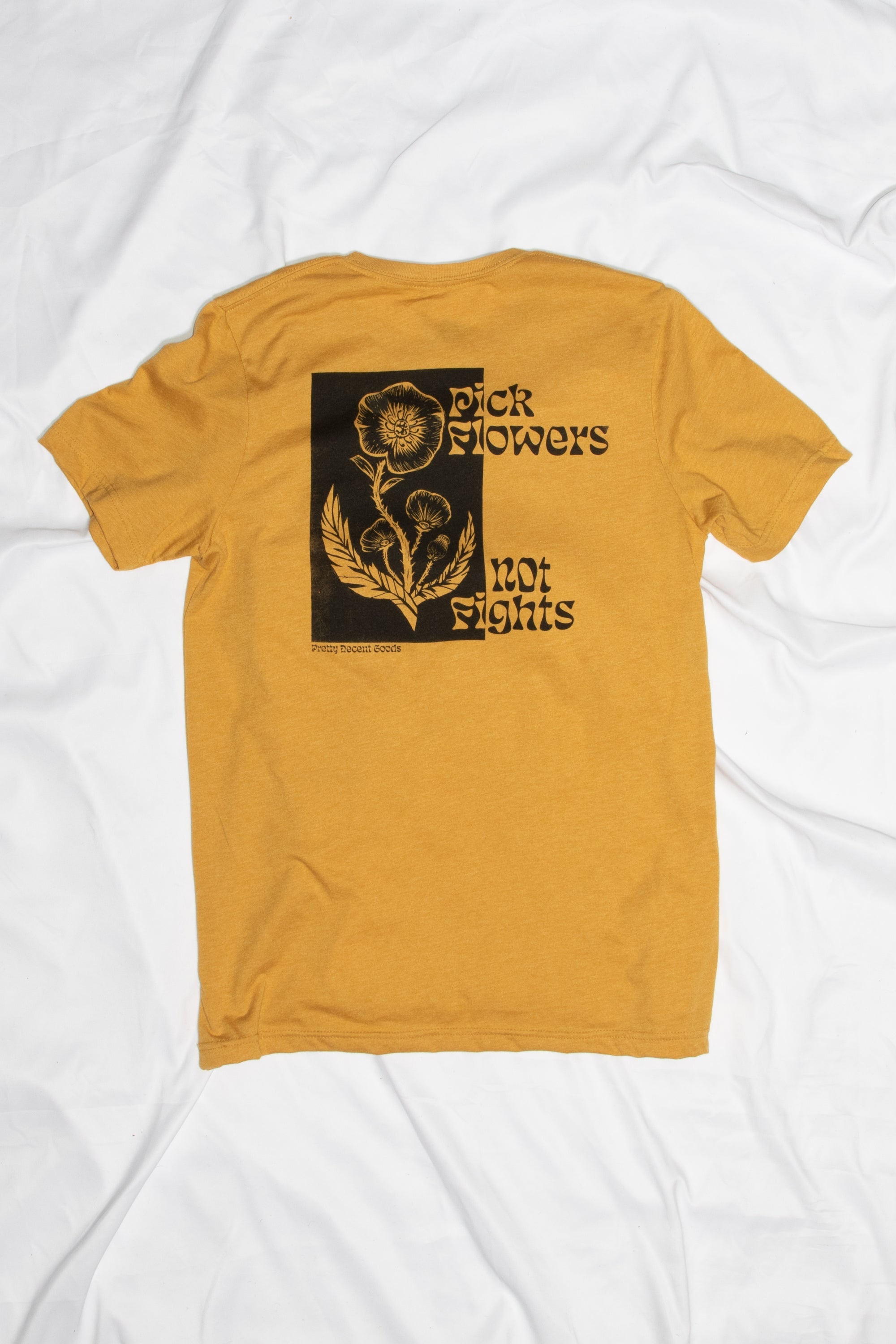 PDGoods Originals - Pick Flowers Not Fights - TShirt - Heather Mustard