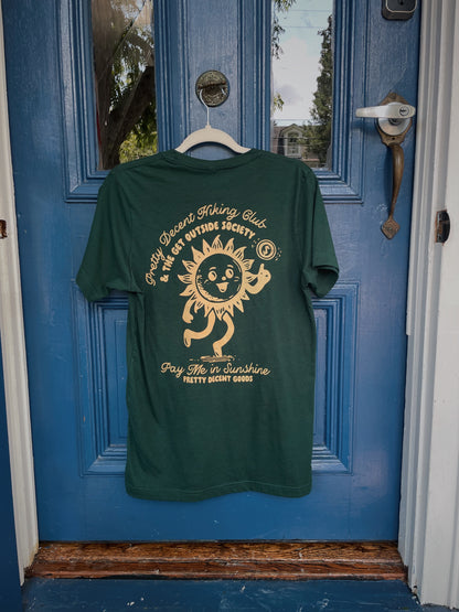 PDGoods Originals - PRETTY DECENT HIKING CLUB & the get outside society - Pay Me In Sunshine - TShirt